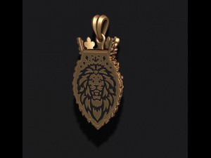 Lion pendant with crown v2 new 3D-printmodel