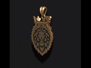 Lion pendant with crown v2 new 3D Print Model