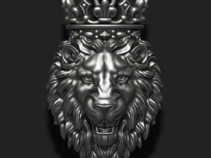 Lion pendant with crown v2 new 3D-printmodel