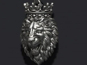 Lion pendant with crown v2 new 3D Print Model