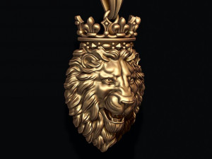 Lion pendant with crown v2 new 3D-printmodel