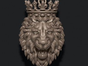 Lion pendant with crown v2 new 3D-printmodel