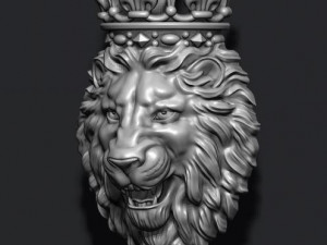 Lion pendant with crown v2 new 3D-printmodel