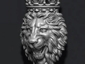 Lion pendant with crown v2 new 3D Print Model