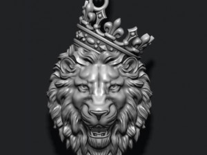 Lion pendant with crown v3 3D Print Model