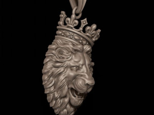 Lion pendant with crown v3 Modello di stampa 3D