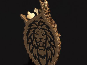 Lion pendant with crown v3 Modello di stampa 3D