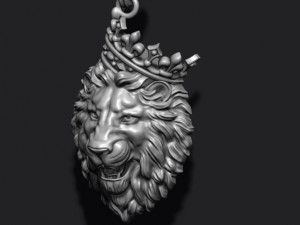 Lion pendant with crown v3 Modello di stampa 3D