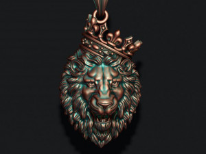 Lion pendant with crown v3 Modello di stampa 3D