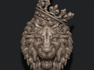 Lion pendant with crown v3 3D Print Model