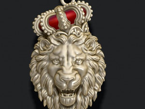 Lion pendant with crown v4 3D-printmodel