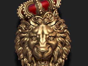 Lion pendant with crown v4 3D Print Model