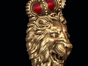 Lion pendant with crown v4 3D-printmodel