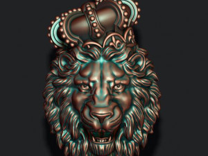 Lion pendant with crown v4 3D-printmodel