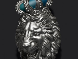 Lion pendant with crown v4 3D-printmodel
