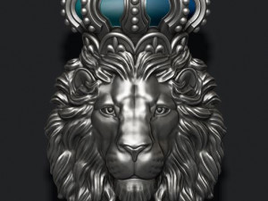 Lion pendant with crown and closed mouth 3D Print Model