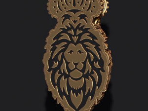 Lion pendant with crown and closed mouth 3D Print Model