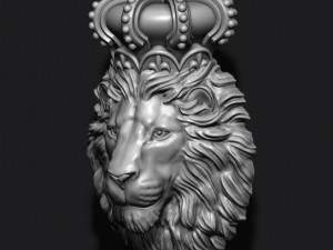 Lion pendant with crown and closed mouth 3D Print Model