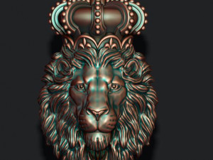 Lion pendant with crown and closed mouth 3D Print Model