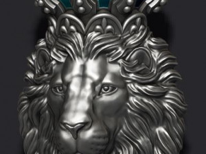 Lion pendant with crown and closed mouth 3D Print Model
