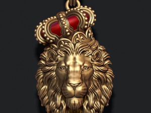 Lion pendant with crown and closed mouth v2 3Dプリントモデル