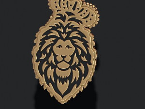Lion pendant with crown and closed mouth v2 3Dプリントモデル