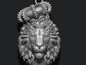 Lion pendant with crown and closed mouth v2 3Dプリントモデル