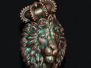 Lion pendant with crown and closed mouth v2 3Dプリントモデル