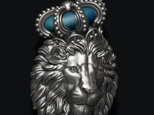 Lion pendant with crown and closed mouth v2 3D Print Model