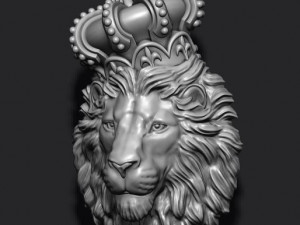 Lion pendant with crown and closed mouth v2 3Dプリントモデル
