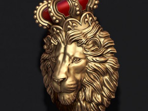Lion pendant with crown and closed mouth v2 3Dプリントモデル