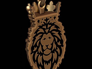 Lion pendant with crown and closed mouth v3 3D Print Model