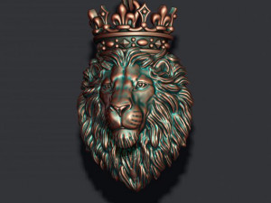 Lion pendant with crown and closed mouth v3 3D Print Model