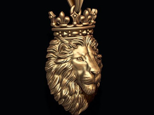 Lion pendant with crown and closed mouth v3 3D Print Model