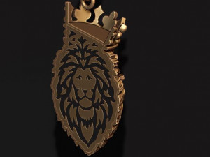 Lion pendant with crown and closed mouth v4 3Dプリントモデル