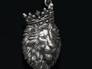 Lion pendant with crown and closed mouth v4 3Dプリントモデル