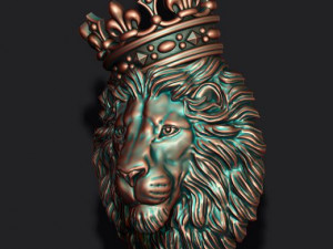 Lion pendant with crown and closed mouth v4 3Dプリントモデル