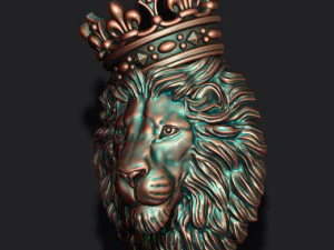 Lion pendant with crown and closed mouth v4 3D Print Model