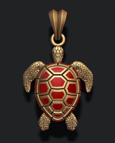 Turtle pendant with enamel 3D Print Model .c4d .max .obj .3ds .fbx .stl .blend