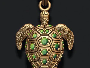 Turtle pendant with gems 3D Print Model