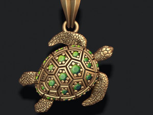 Turtle pendant with gems 3D Print Model