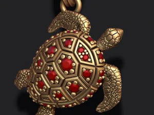 Turtle pendant with gems 3D Print Model