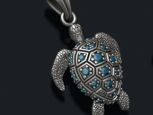 Turtle pendant with gems 3D Print Model