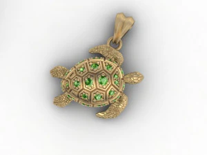 Turtle pendant with gems 3D Print Model