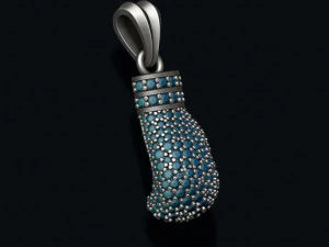 Boxing glove pendant with gems 3D Print Model