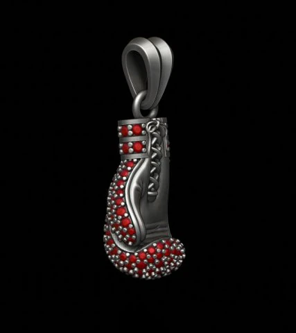 Boxing glove pendant with gems 3D Print Model .c4d .max .obj .3ds .fbx .stl .blend 