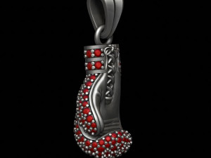 Boxing glove pendant with gems 3D Print Model