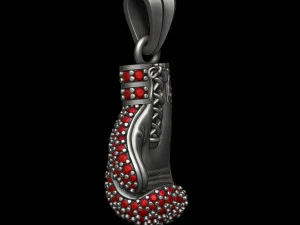 Кулон на боксерську рукавичку з дорогоцінними каменями 3D Принт Модель