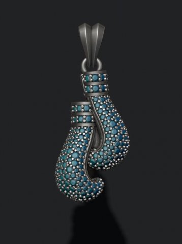 Boxing gloves pendant with gems 3D Print Model .c4d .max .obj .3ds .fbx .stl .blend 