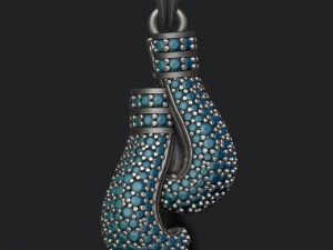 Boxing gloves pendant with gems 3D Print Model